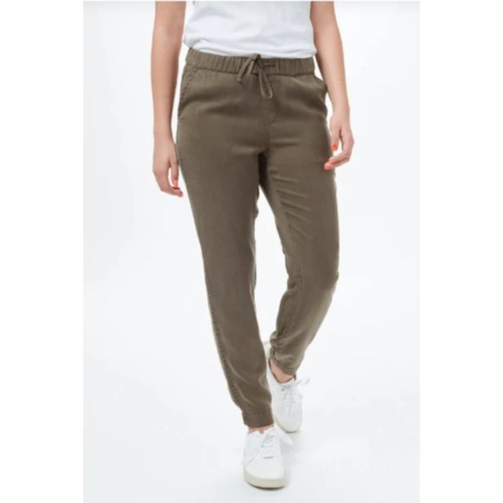Tentree Size Large Lightweight Tencel Pacific Cuffed Jogger in Olive Night Green